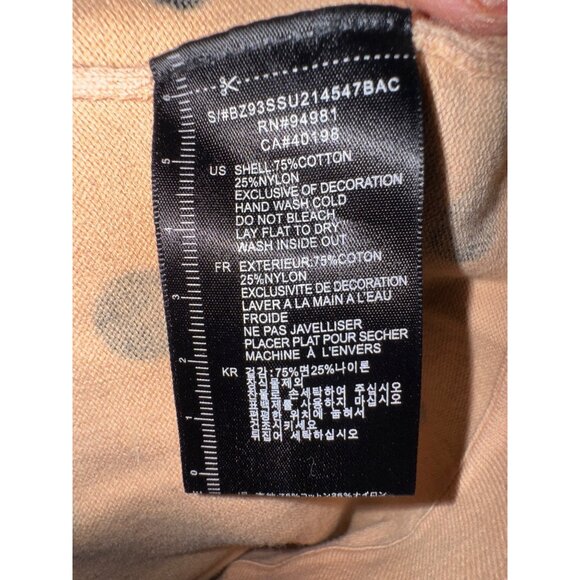 Retro Beige Polka Dot Puff Sleeve Button-Up Sweater‎ Black Flower Accent  Large - Picture 6 of 8